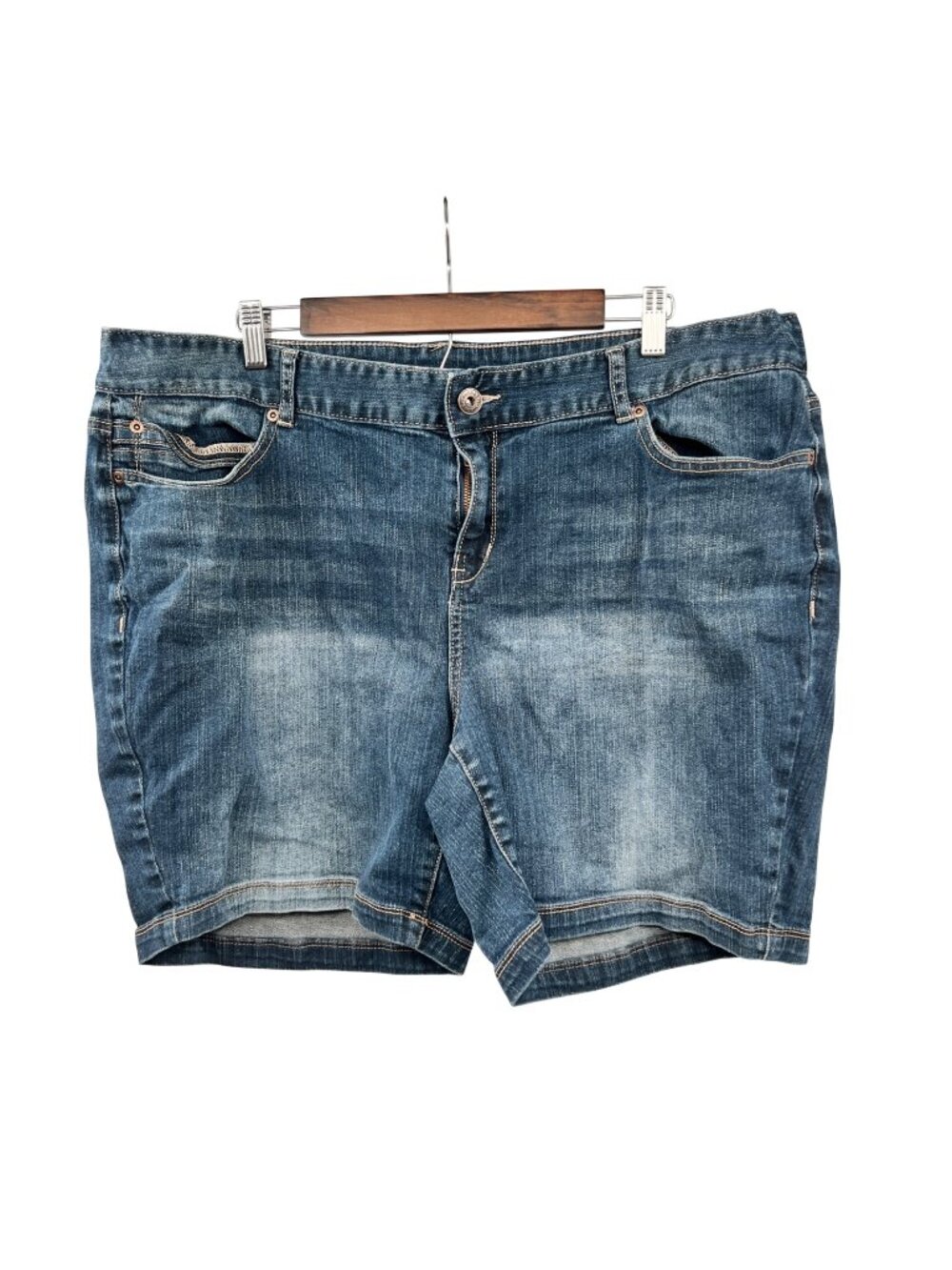 Maurices Women Jean Shorts High Rise Five Pocket Blue Size 24